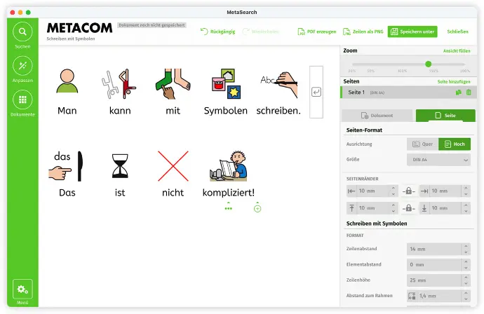 Abbildung Schreiben mit Symbolen