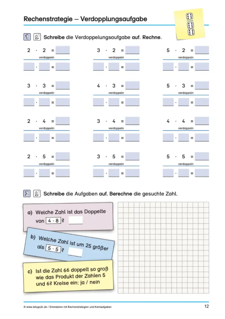 Einmaleins mit Rechenstrategien und Kernaufgaben PDF