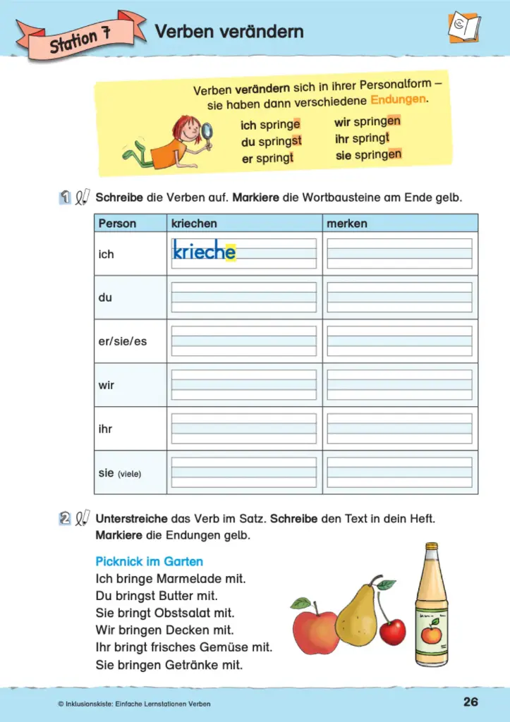 Einfache Lernstationen: Verben PDF