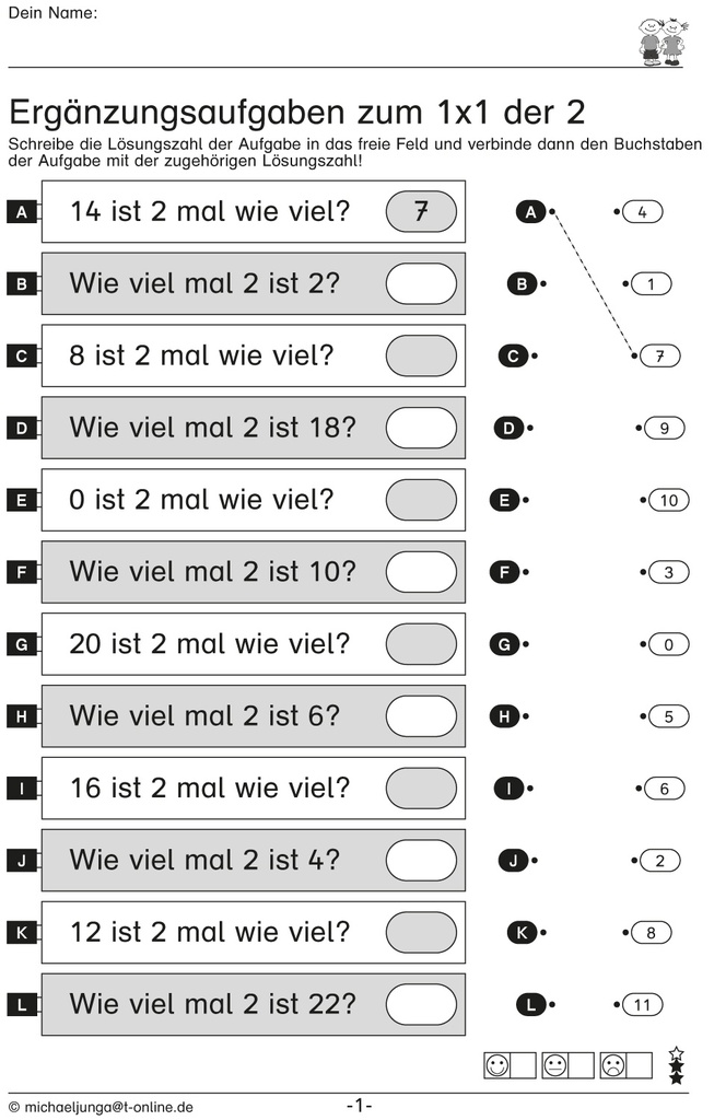 Kopfrechnen: Ergänzungsaufgaben zum Kleinen 1x1 PDF