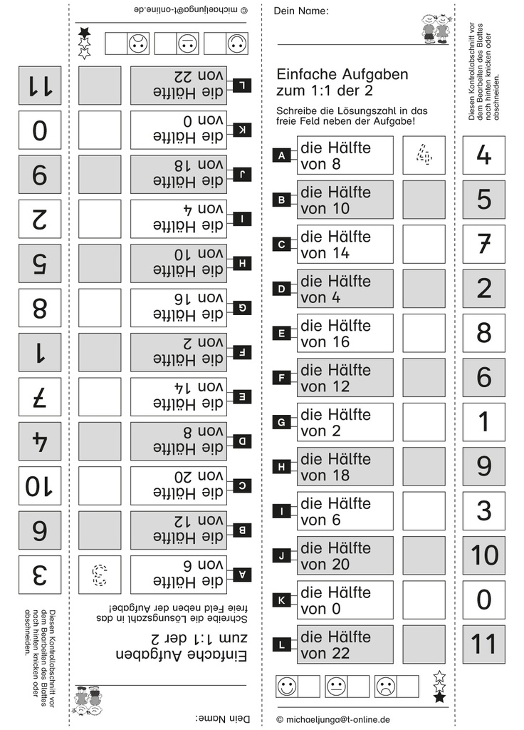 Kopfrechentraining zum kleinen 1:1, Teil 1 einfache Aufgaben PDF 