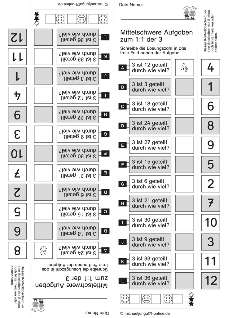 Kopfrechentraining zum kleinen 1:1, Teil 2, mittelschwere Aufgaben PDF