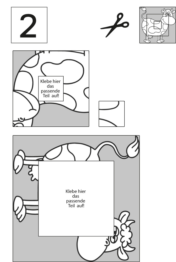 Puzzles ausschneiden, aufkleben und ausmalen PDF