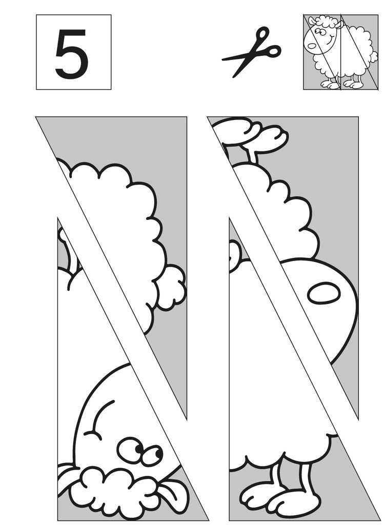 Puzzles ausschneiden, aufkleben und ausmalen PDF